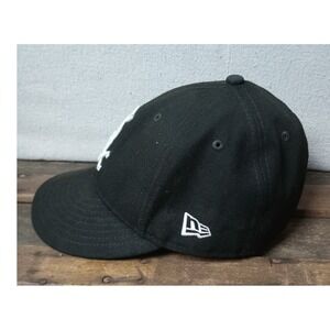 New Era 59FIFTY MLB‎ Baseball Cap Fitted Hat Black White Logo Size 7